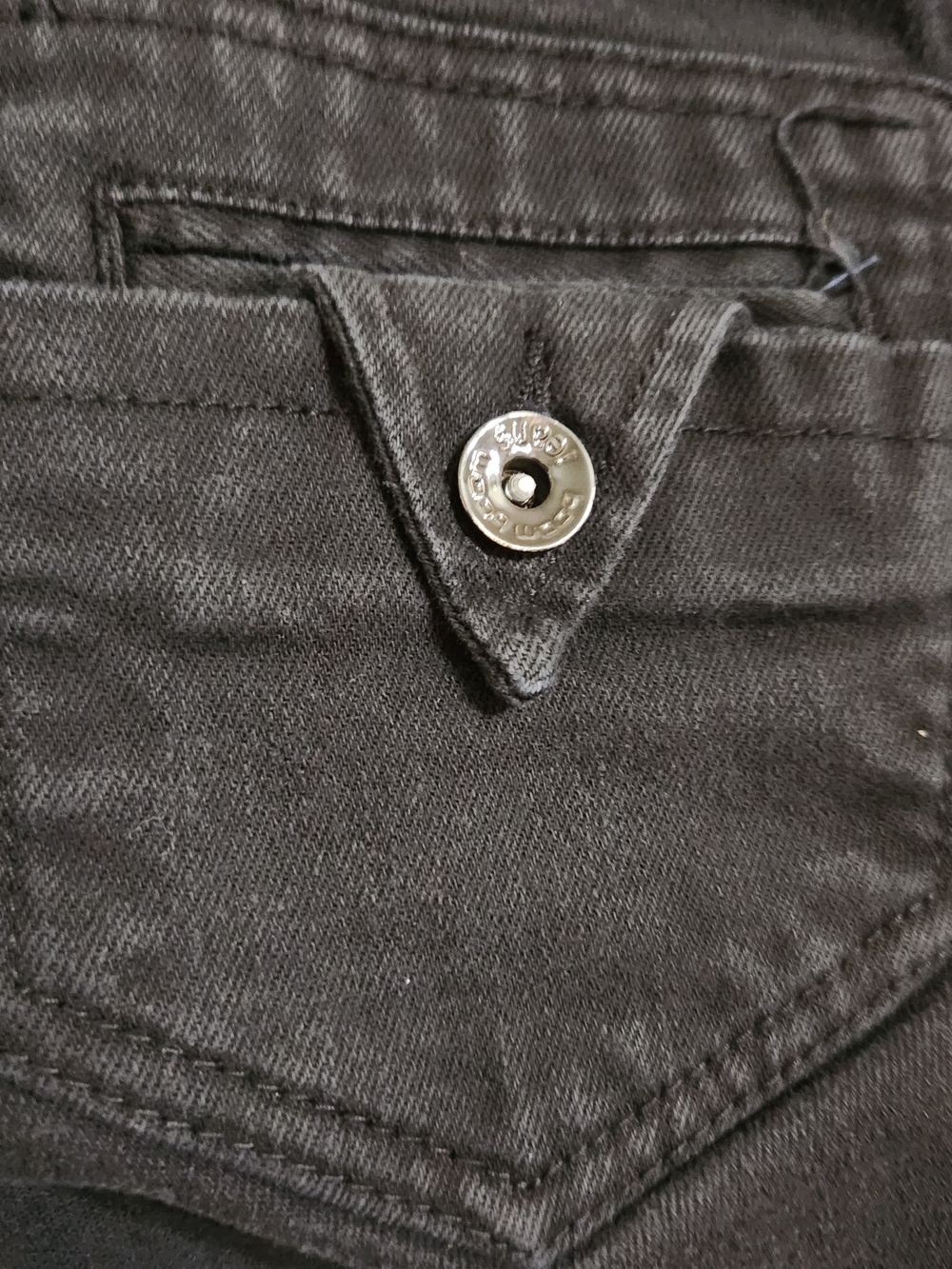 bloom Black Denim Bermuda Shorts with Branded Button - Picture 5 of 6